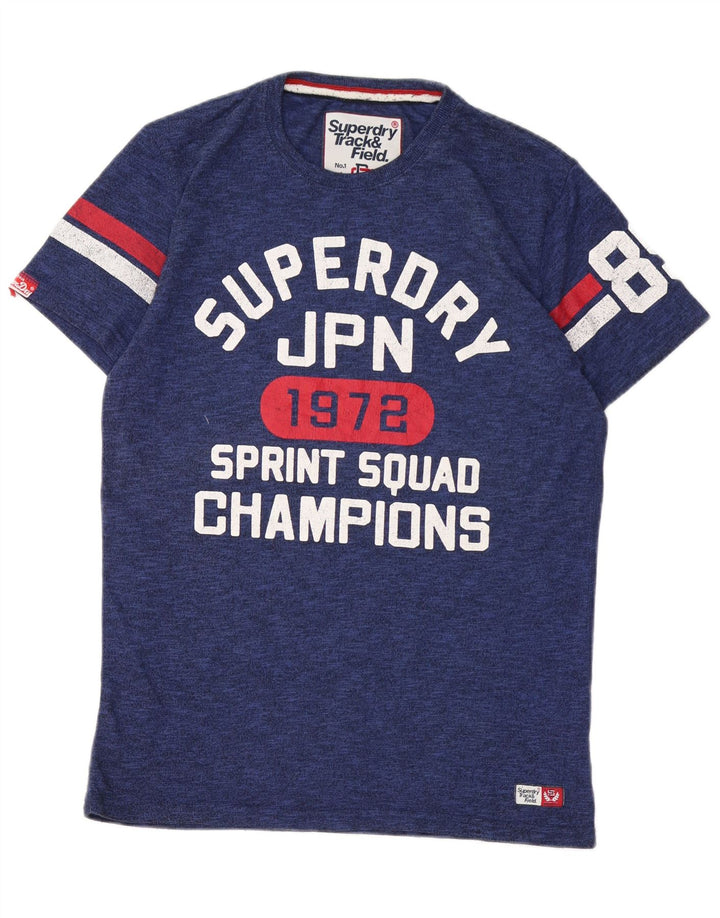 SUPERDRY Mens Graphic T-Shirt Top Medium Blue Cotton