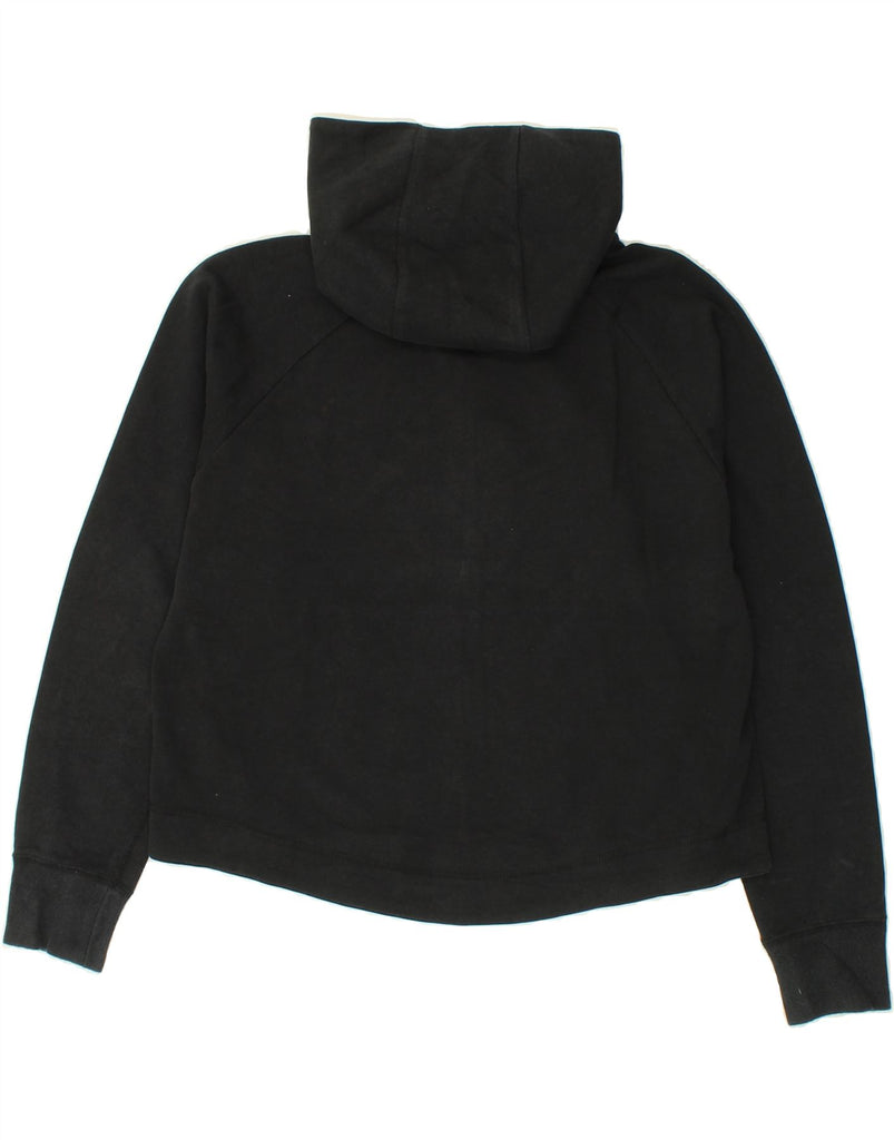 NIKE Womens Crop Zip Hoodie Sweater UK 14 Medium Black Cotton | Vintage Nike | Thrift | Second-Hand Nike | Used Clothing | Messina Hembry 