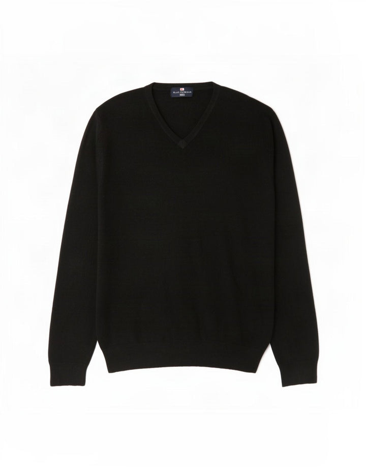 Marks & Spencer Mens V-Neck Jumper Sweater Large Black Acrylic