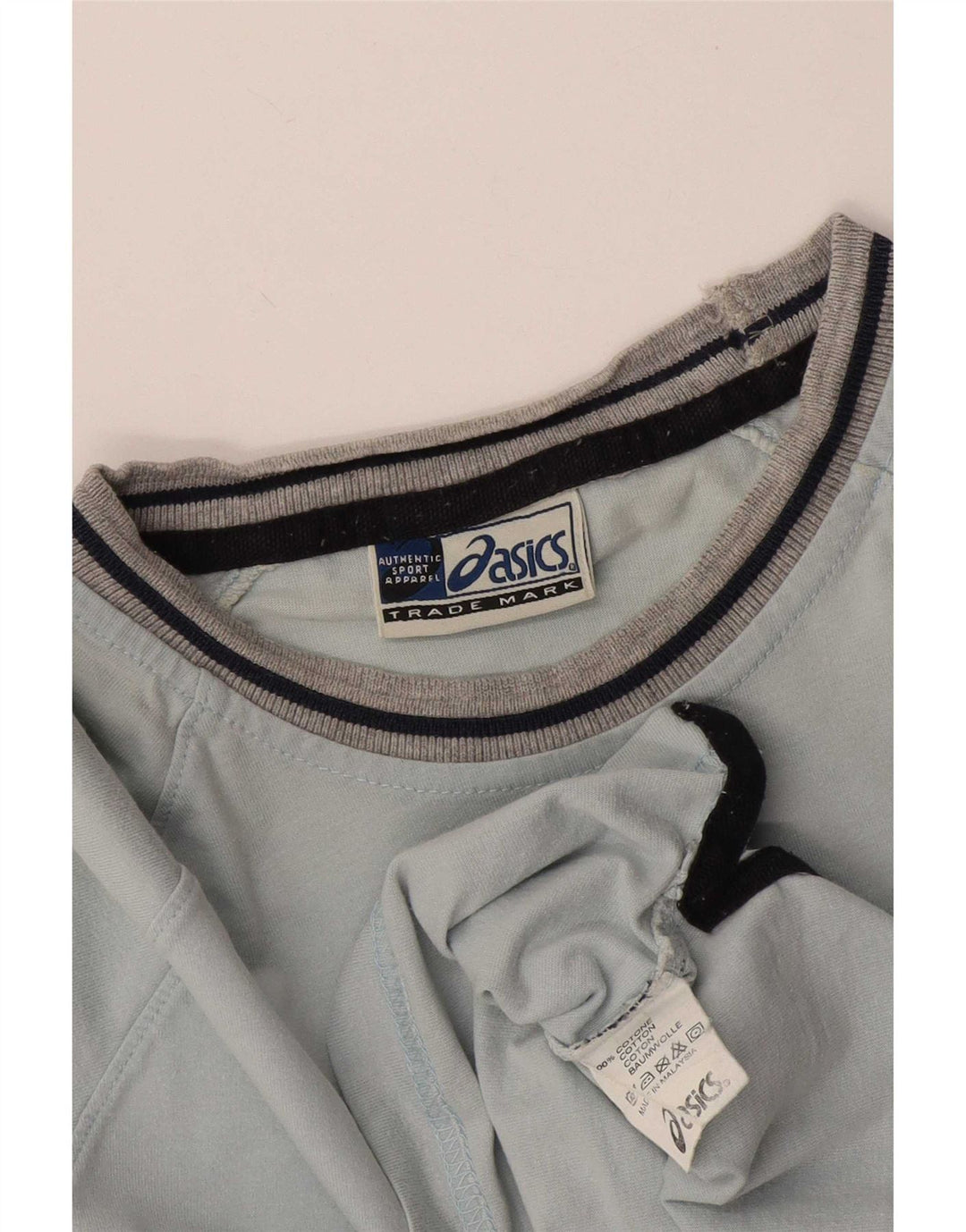 Asics Mens T-Shirt Top Small Blue Striped Cotton
