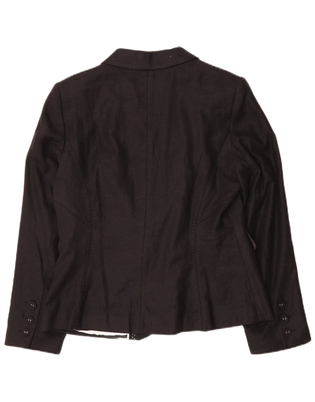 Marks & Spencer Womens 3 Button Blazer Jacket UK 14 Medium Black Linen