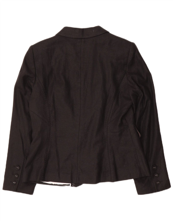Marks & Spencer Womens 3 Button Blazer Jacket UK 14 Medium Black Linen