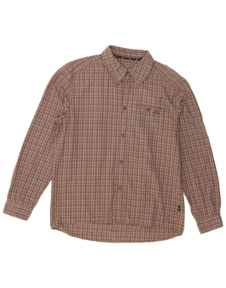 Adidas Mens Climalite Shirt Large Brown Check