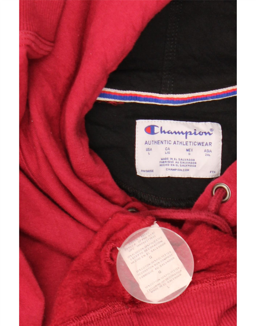 CHAMPION Mens Graphic Hoodie Jumper Large Red Cotton
