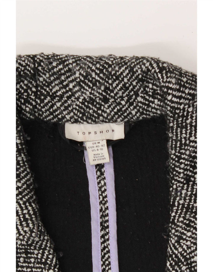 Topshop Womens Oversized Double Breasted Coat UK 14 Medium Grey Herringbone
