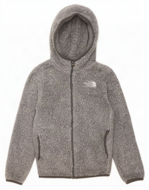 The North Face Girls Hooded Fleece Jacket 5-6 Years XS Grey Polyester
