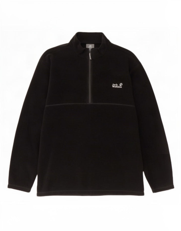Jack Wolfskin Mens Zip Neck Fleece Jumper 2XL Black Polyester
