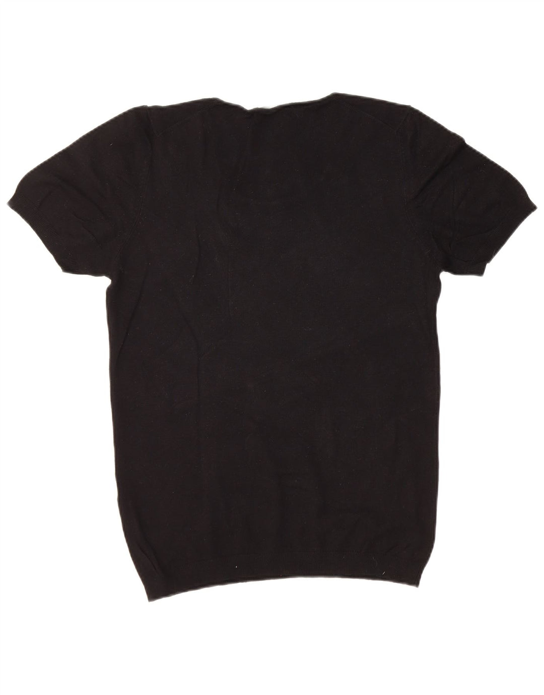 ZARA Mens Short Sleeve Boat Neck Jumper Sweater Medium Black