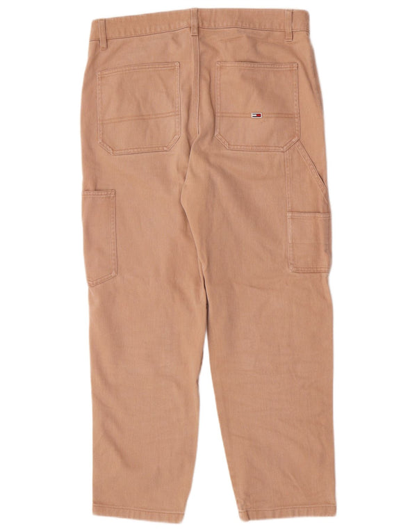 Tommy Hilfiger Womens Straight Cargo Cropped Trousers W31 L25 Beige Cotton