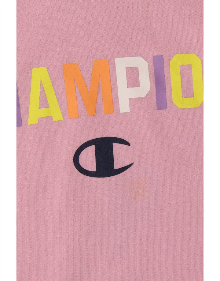 CHAMPION Womens Graphic Oversized Hoodie Jumper UK 10 Small Pink Polyester Vintage Champion and Second-Hand Champion from Messina Hembry 