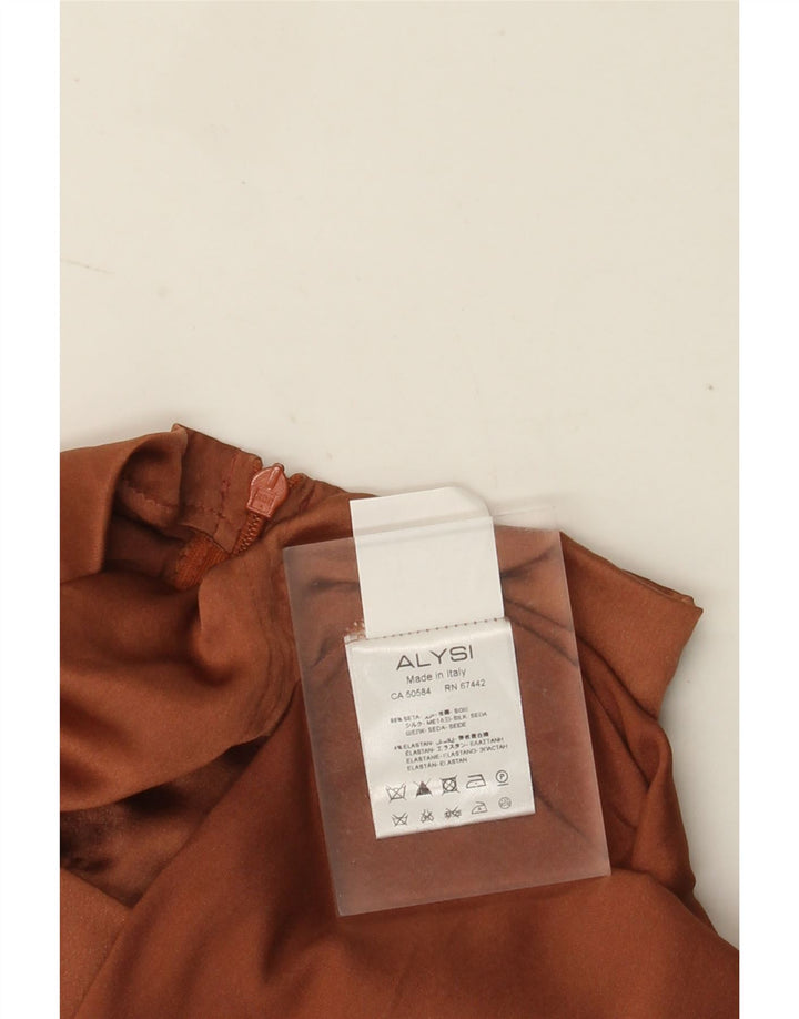 ALYSI Womens Long Sleeve Blouse Top UK 10 Small  Brown Silk
