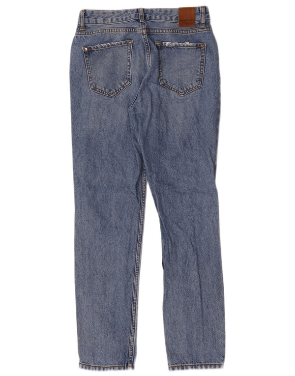 Zara Womens Distressed Straight Jeans EU 34 2XS W24 L28 Blue Cotton