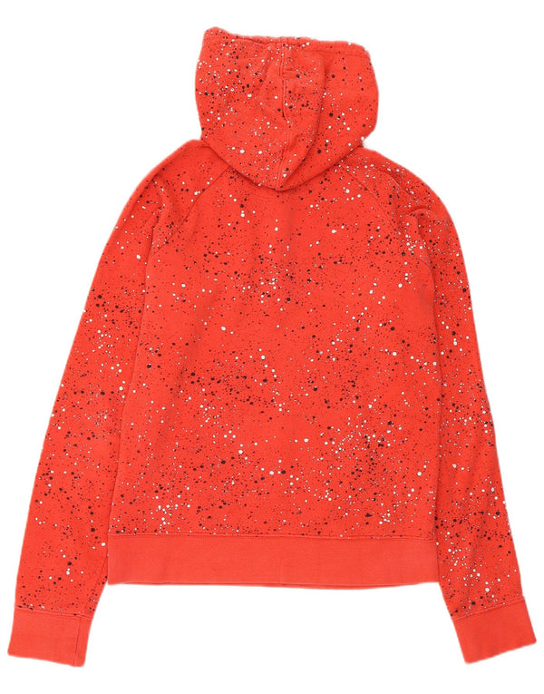 Nike Womens Zip Neck Hoodie Jumper UK 14 Medium Pink Spotted Cotton
