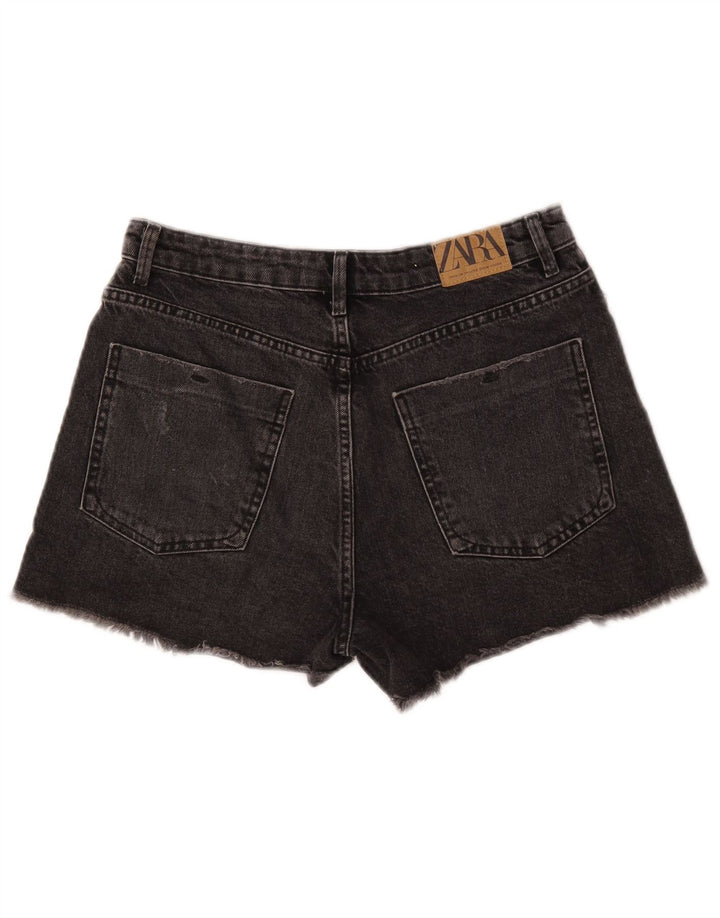 Zara Womens Denim Shorts EU 40 Medium W30 Black