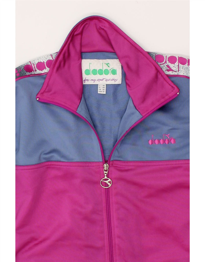 DIADORA Mens Tracksuit Top Jacket UK 38 Medium Purple Colourblock | Vintage Diadora | Thrift | Second-Hand Diadora | Used Clothing | Messina Hembry 