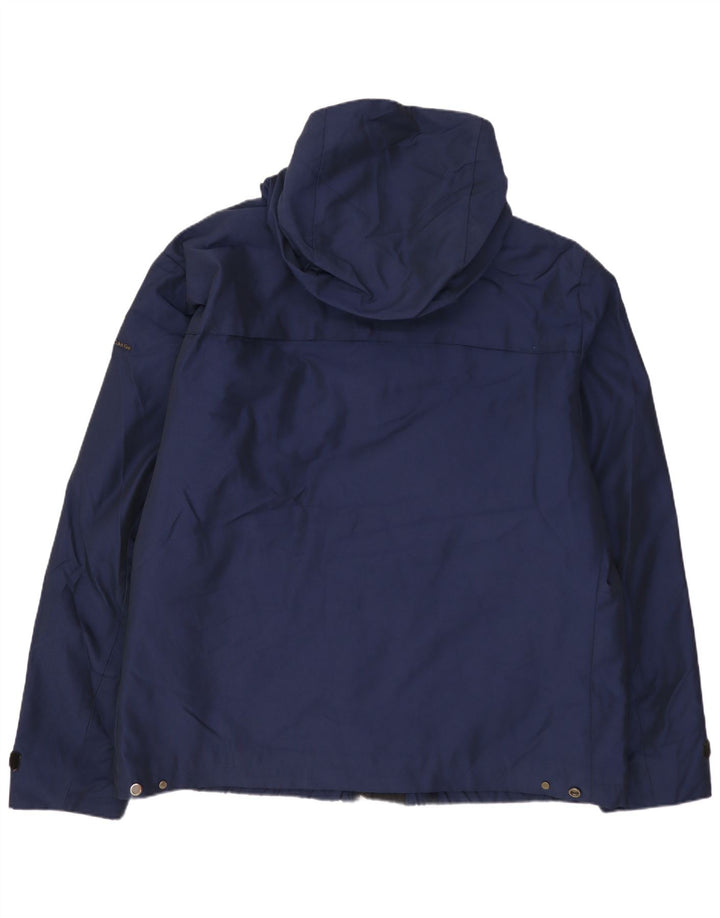 CALVIN KLEIN Mens Hooded Windbreaker Jacket IT 56 3XL Navy Blue Polyester