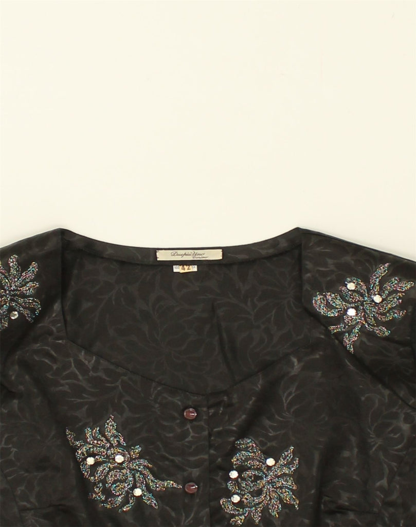 VINTAGE Womens Shirt Blouse IT 42 Medium Black Floral Viscose | Vintage Vintage | Thrift | Second-Hand Vintage | Used Clothing | Messina Hembry 