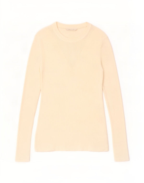 Hugo Boss Womens Top Long Sleeve UK 12 Medium Off White