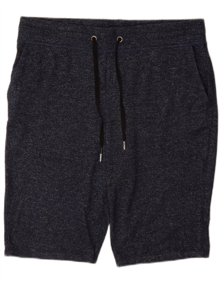 Marks & Spencer Womens Sport Shorts UK 14 Large Navy Blue Flecked Polyester