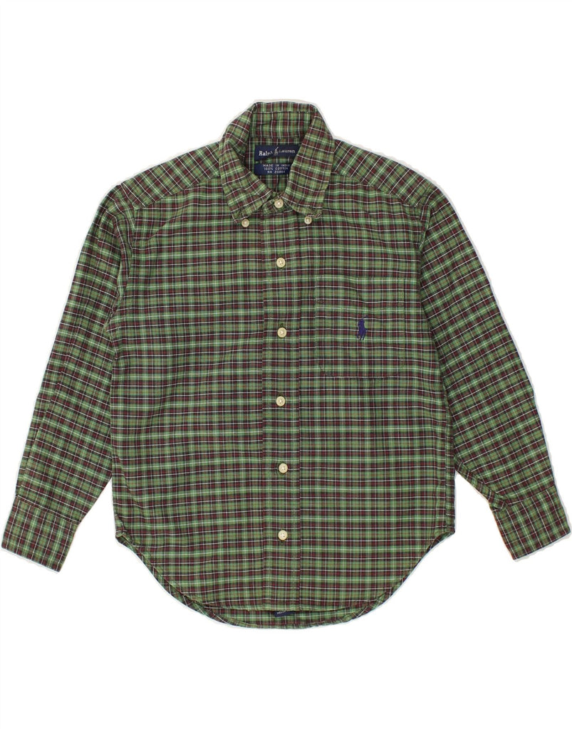 RALPH LAUREN Boys Flannel Shirt 3-4 Years Green Check Cotton | Vintage Ralph Lauren | Thrift | Second-Hand Ralph Lauren | Used Clothing | Messina Hembry 
