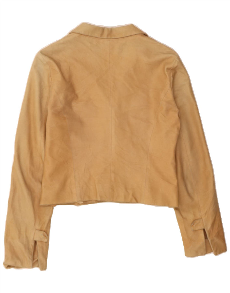 MARINA BABINI Womens 1 Button Blazer Jacket IT 44 Medium Brown Leather Vintage Marina Babini and Second-Hand Marina Babini from Messina Hembry 