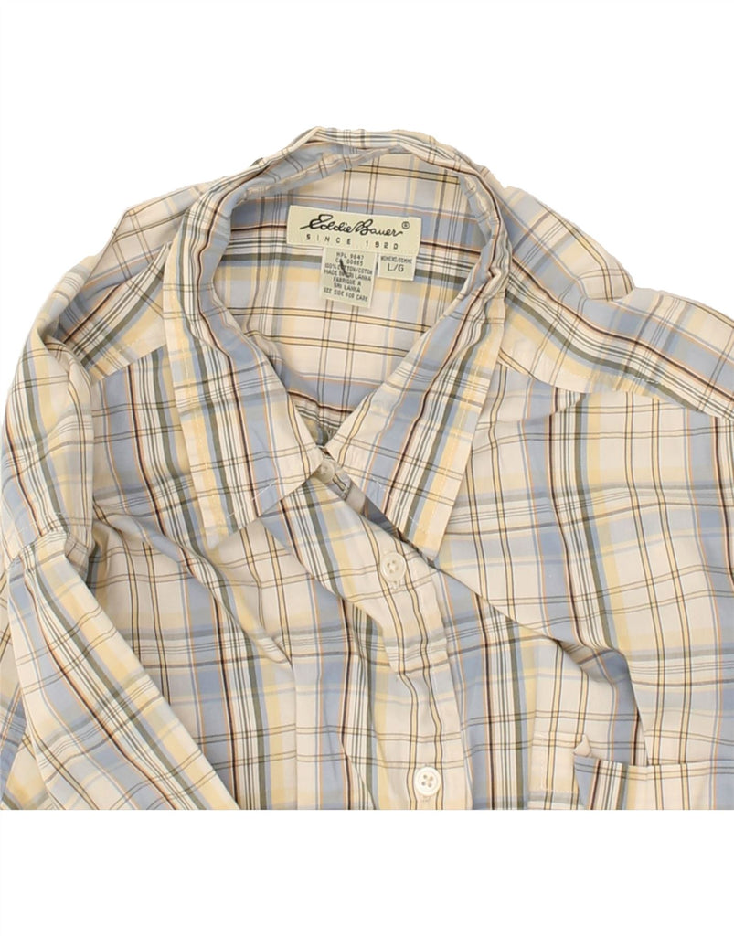 EDDIE BAUER Womens Shirt Large Beige Check Cotton | Vintage Eddie Bauer | Thrift | Second-Hand Eddie Bauer | Used Clothing | Messina Hembry 