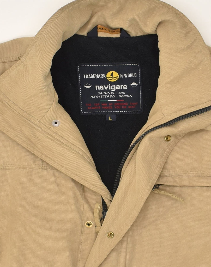 NAVIGARE Mens Utility Jacket UK 40 Large Brown Cotton | Vintage Navigare | Thrift | Second-Hand Navigare | Used Clothing | Messina Hembry 