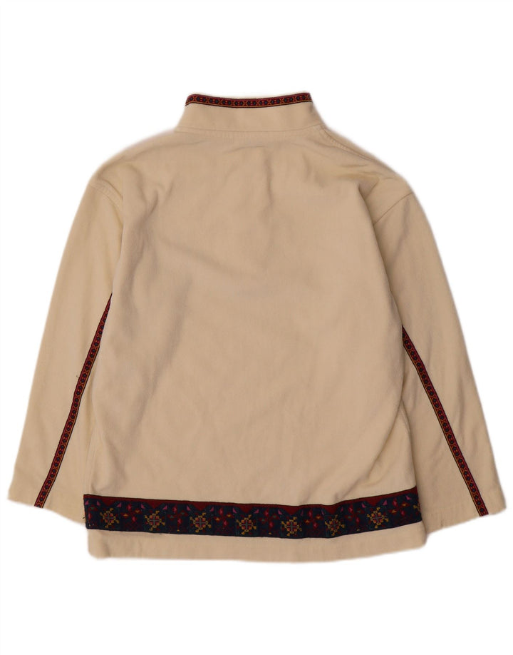 Fila Womens Button Neck Fleece Jumper IT 44 Medium Beige Fair Isle
