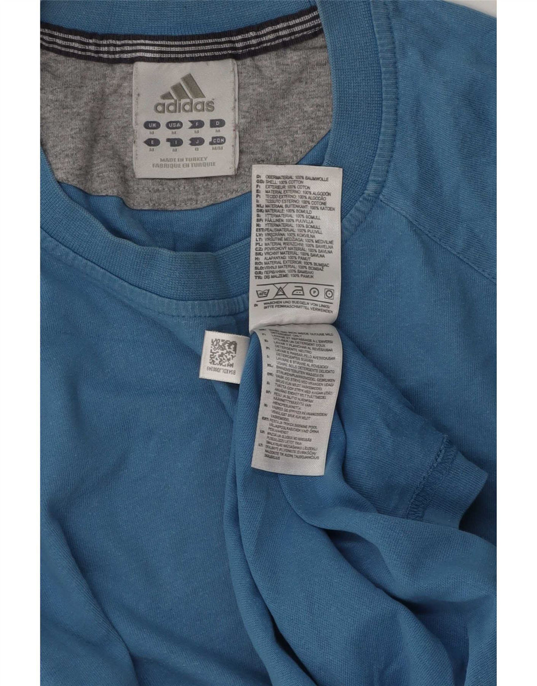Adidas Mens T-Shirt Top Medium Blue Cotton