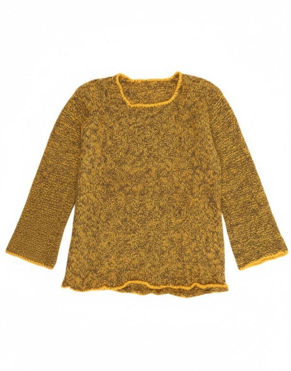 Vintage Womens Boat Neck Jumper Sweater UK 10 Small Yellow Flecked