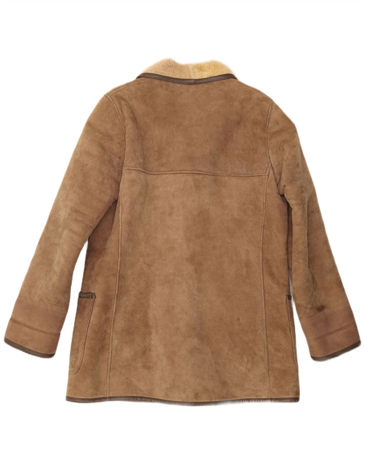 Vintage Womens Shearling Coat UK 16 Large Beige