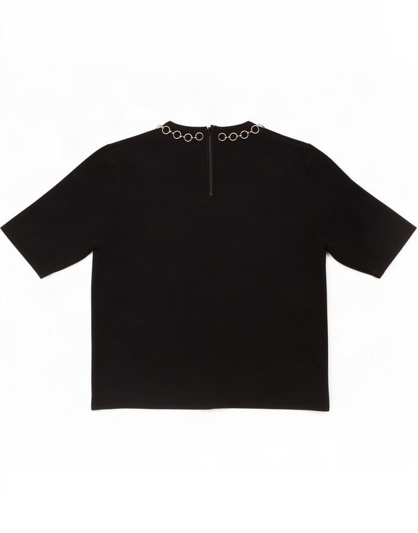 Zara Womens Crop Blouse Top UK 10 Small Black Viscose