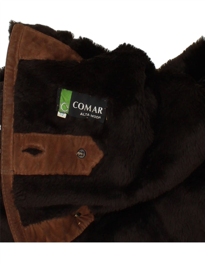 VINTAGE Womens Shearling Coat IT 52 2XL Brown