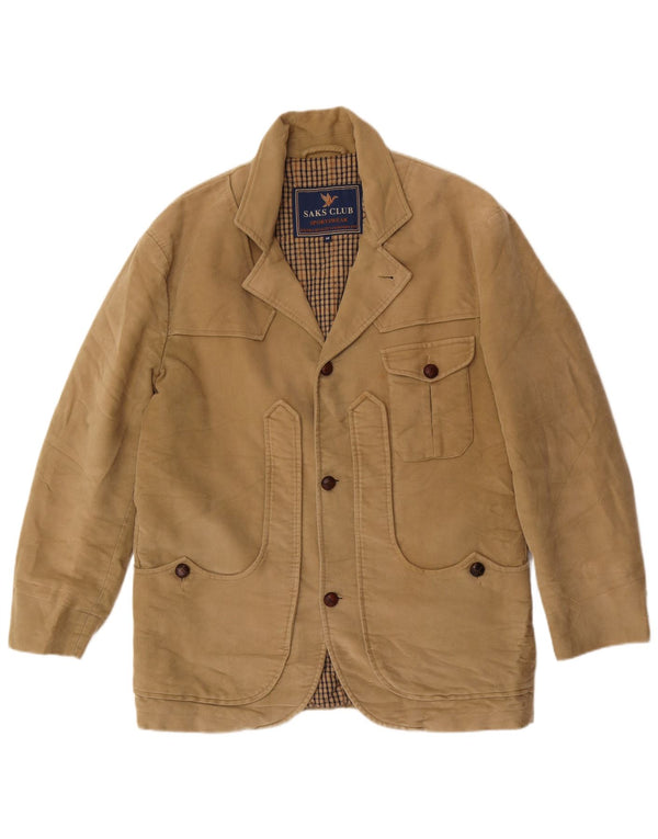 Saks Club Mens 3 Button Blazer Jacket IT 48 Medium Beige