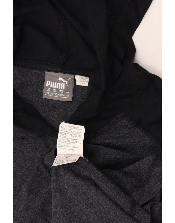 Puma Mens Hooded Top Long Sleeve Medium Grey Colourblock Cotton