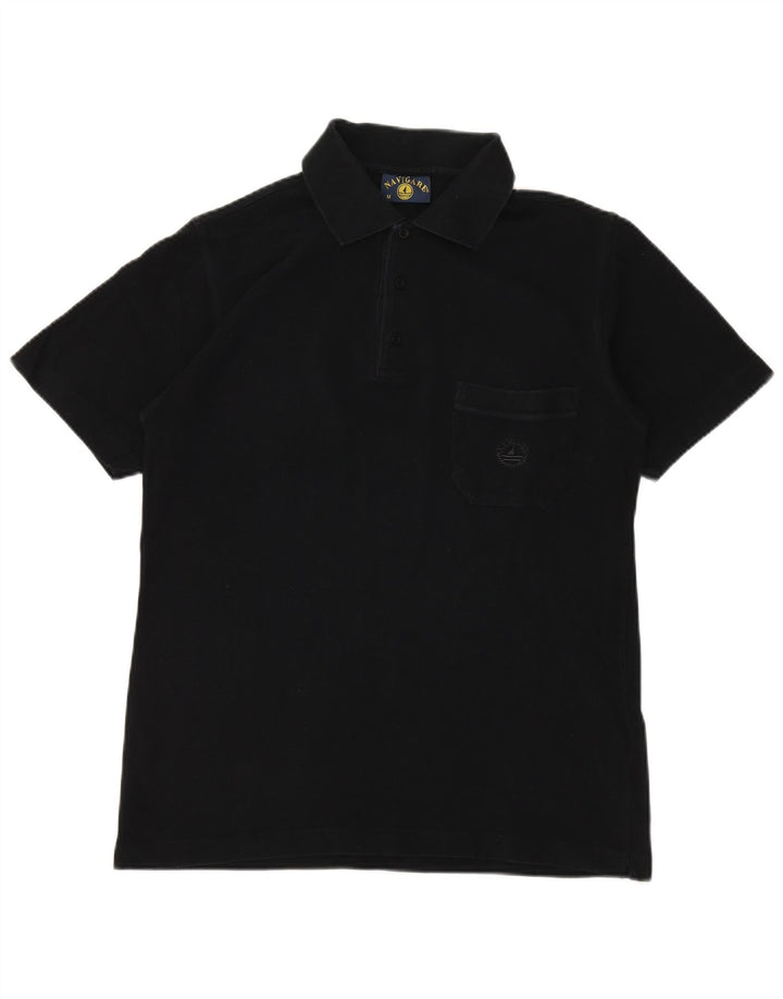 NAVIGARE Mens Polo Shirt Medium Black Cotton