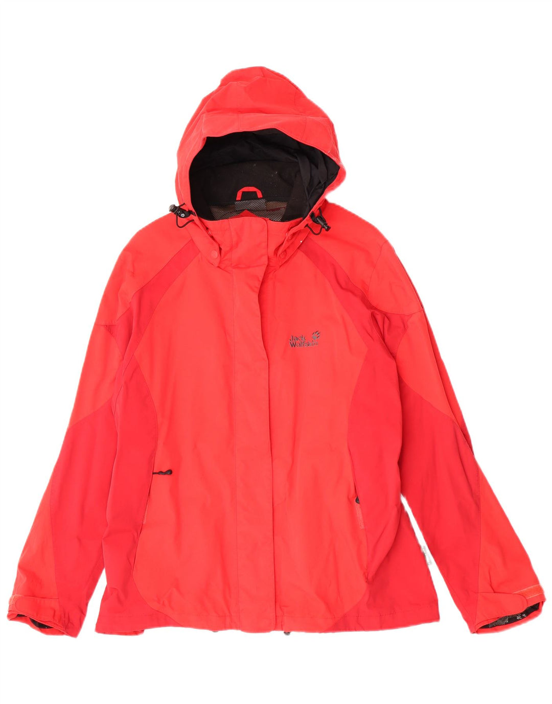 Jack Wolfskin Womens Hooded Rain Jacket UK 22/24 2XL Red
