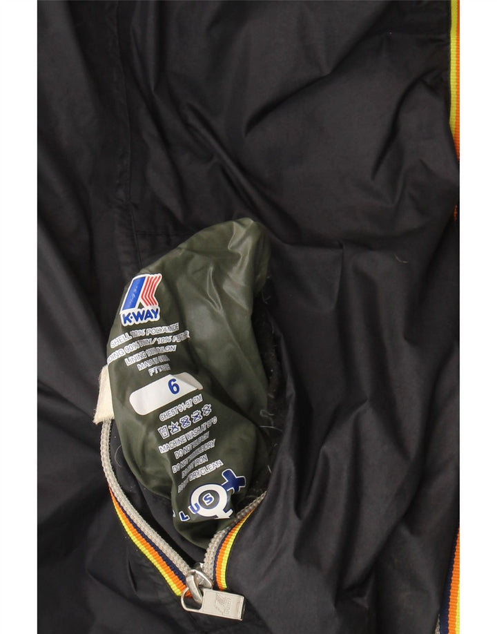 K-Way Womens Hooded Reversible Padded Coat US 6 Medium Black Colourblock