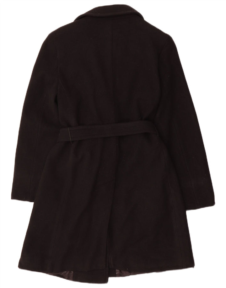 Lineaemme Womens Double Breasted Coat UK 8 Small Black Wool