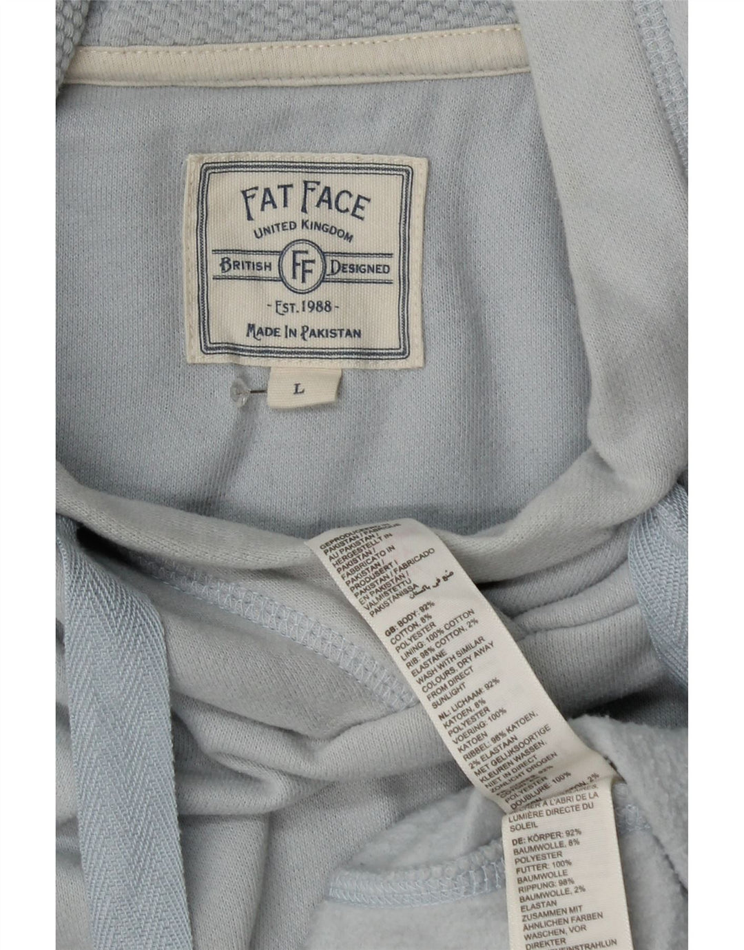 Fat Face Mens Hoodie Jumper Large Blue Cotton