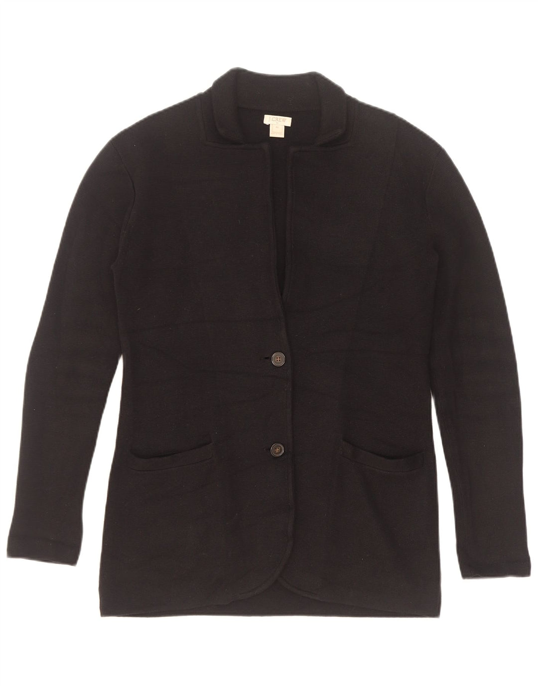 J. Crew Womens 2 Button Knit Blazer Jacket UK 6 XS Black Cotton