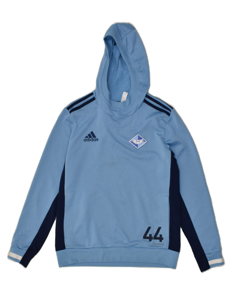 ADIDAS Boys Hoodie Jumper 13-14 Years Blue Polyester | Vintage Adidas | Thrift | Second-Hand Adidas | Used Clothing | Messina Hembry 