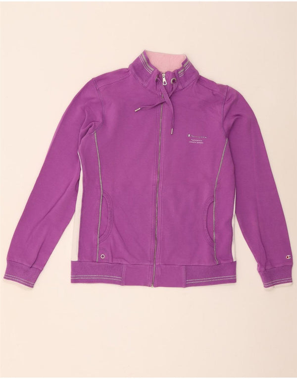 Champion Womens Tracksuit Top Jacket UK 16 Large Purple Colourblock
