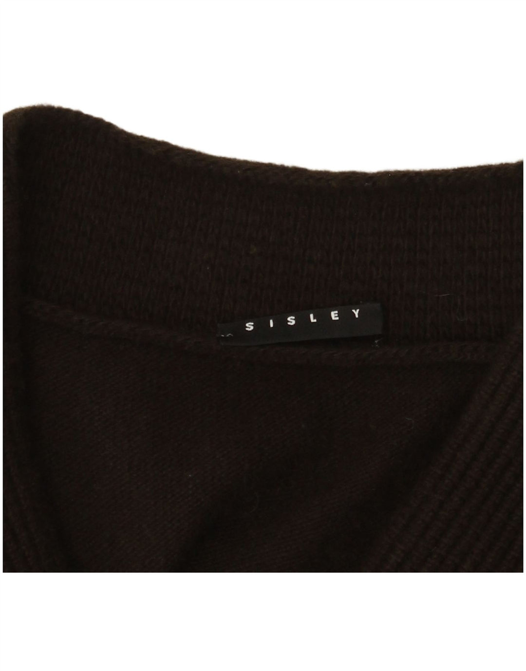 Sisley Womens V-Neck Jumper Sweater UK 14 Large Brown