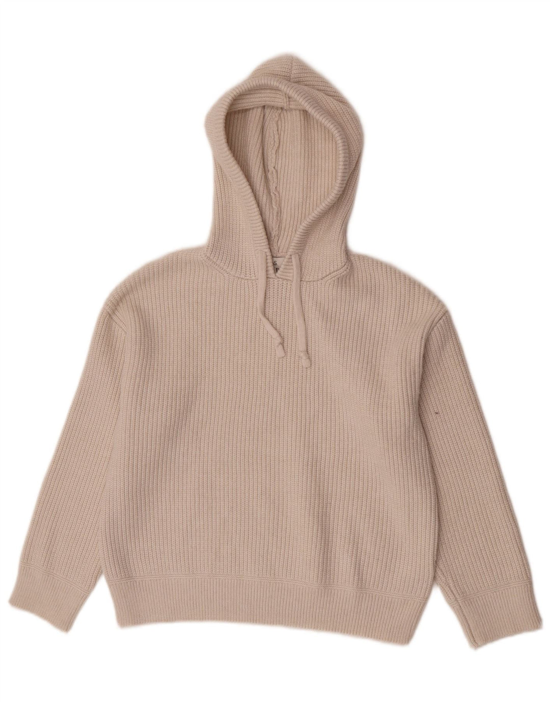 Marks & Spencer Womens Hooded Jumper Sweater UK 14 Medium Beige Polyester