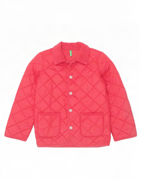 Benetton Boys Quilted Jacket 6-7 Years Small Burgundy Polyamide