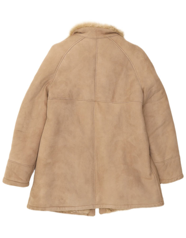 Vintage Womens Shearling Jacket UK 8 Small Brown