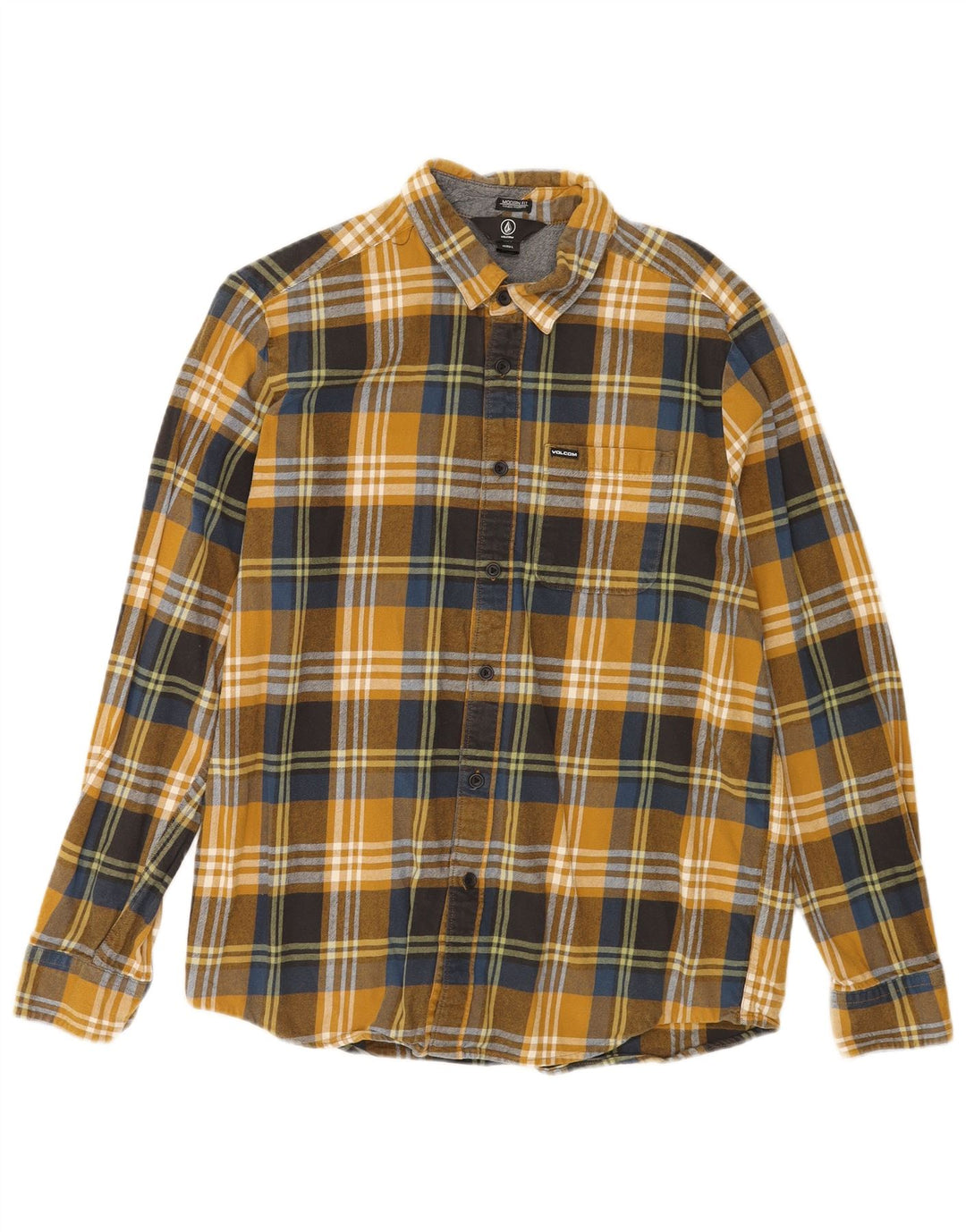 Volcom Mens Modern Fit Flannel Shirt Large Multicoloured Check Cotton