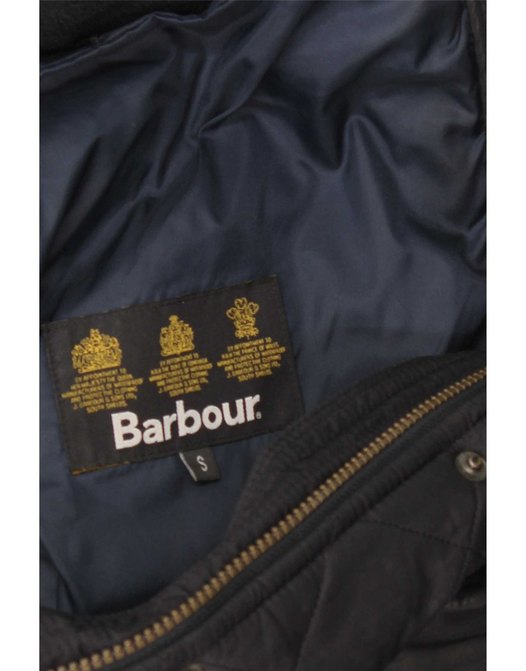 Barbour Mens Quilted Jacket UK 36 Small Navy Blue Polyester