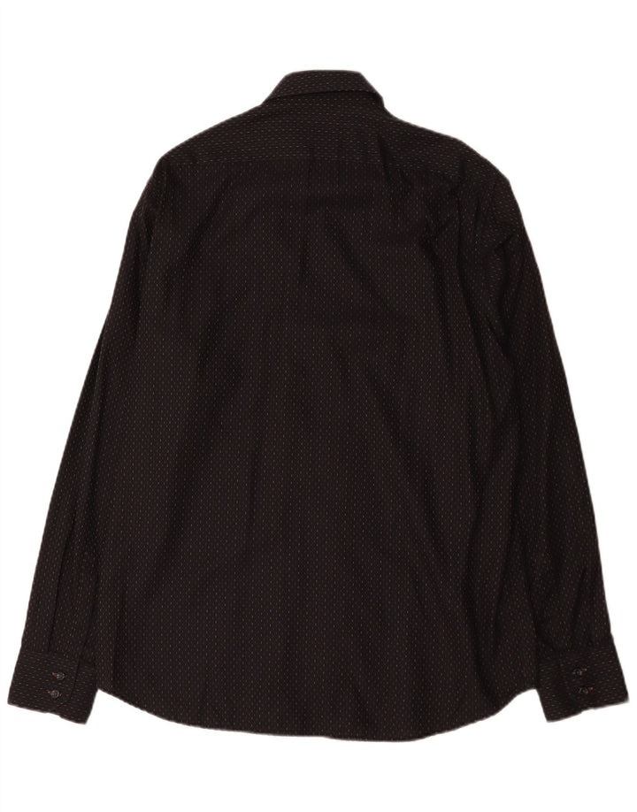 Hugo Boss Mens Shirt Size 41 15  Medium Black Spotted Cotton